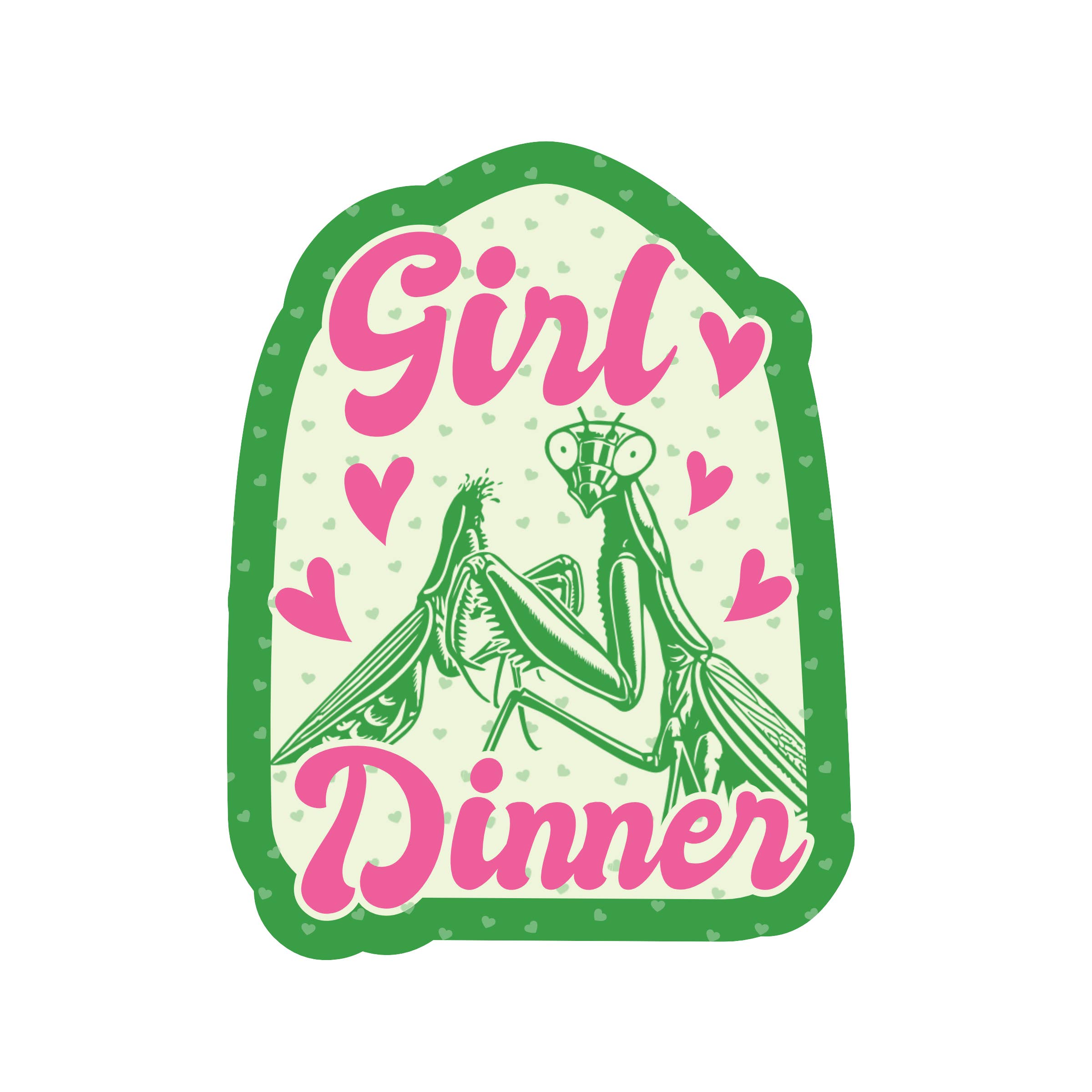 Praying Mantis Girl Dinner Sticker – Bowerbird