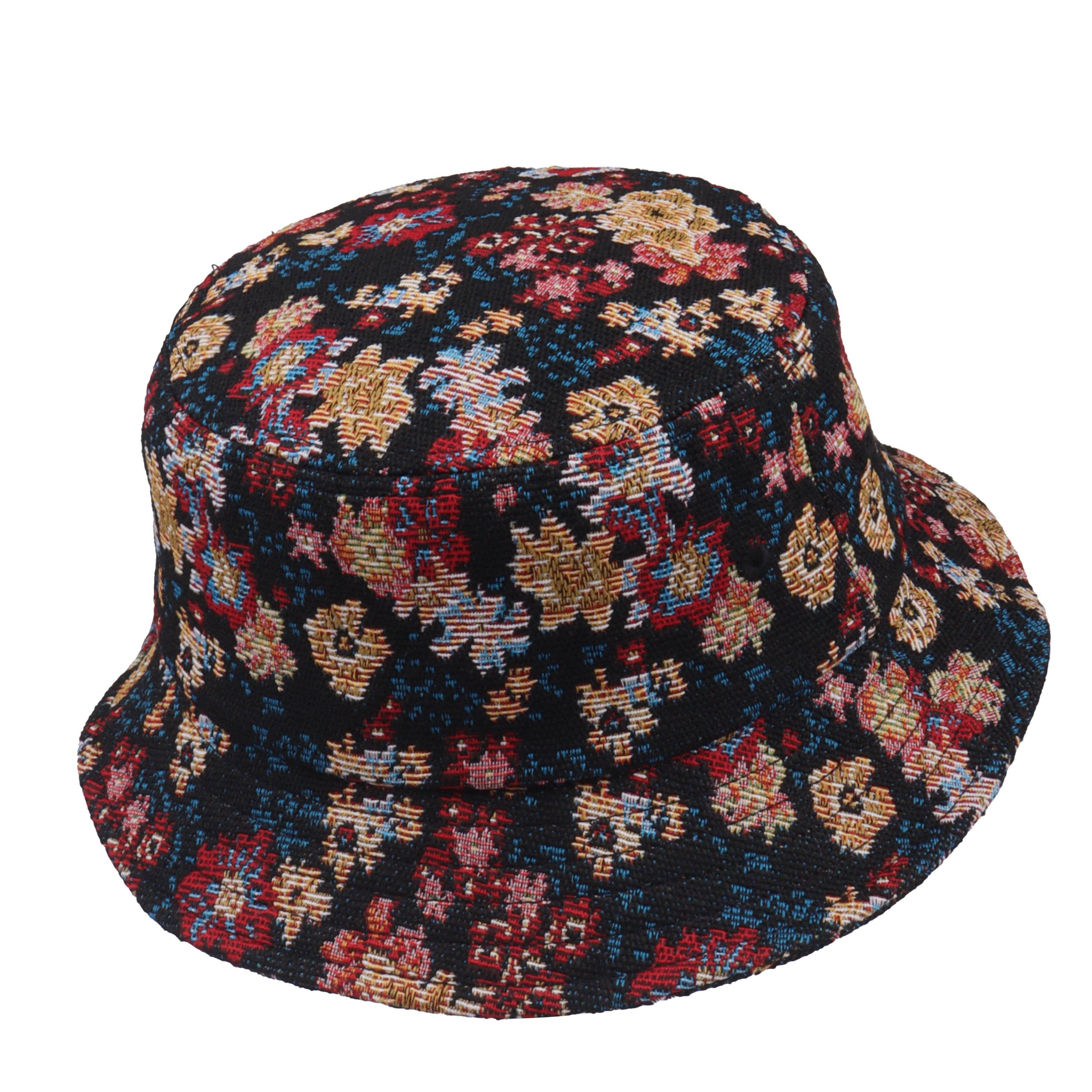 vintage tapestry floral bucket hat ? coquette cottagecore y2k rose jacquard cap Flower Jacquard Bucket Cloth Hat main image 2