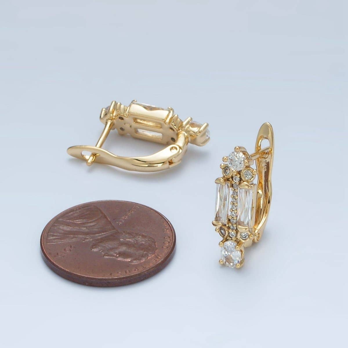 
                  
                    Micro Paved CZ Baguette English Lock Earrings
                  
                