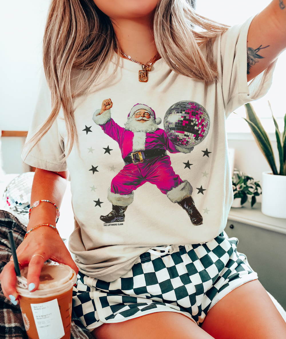 Pink Disco Dancing Santa Crewneck