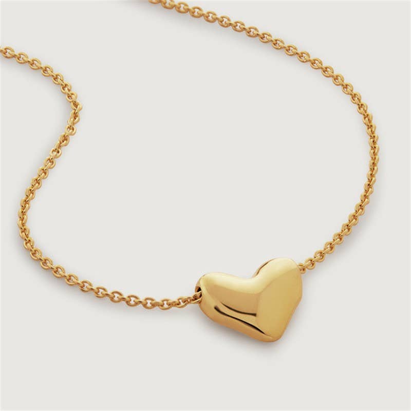 Pull Through Heart Charm Simple Necklace