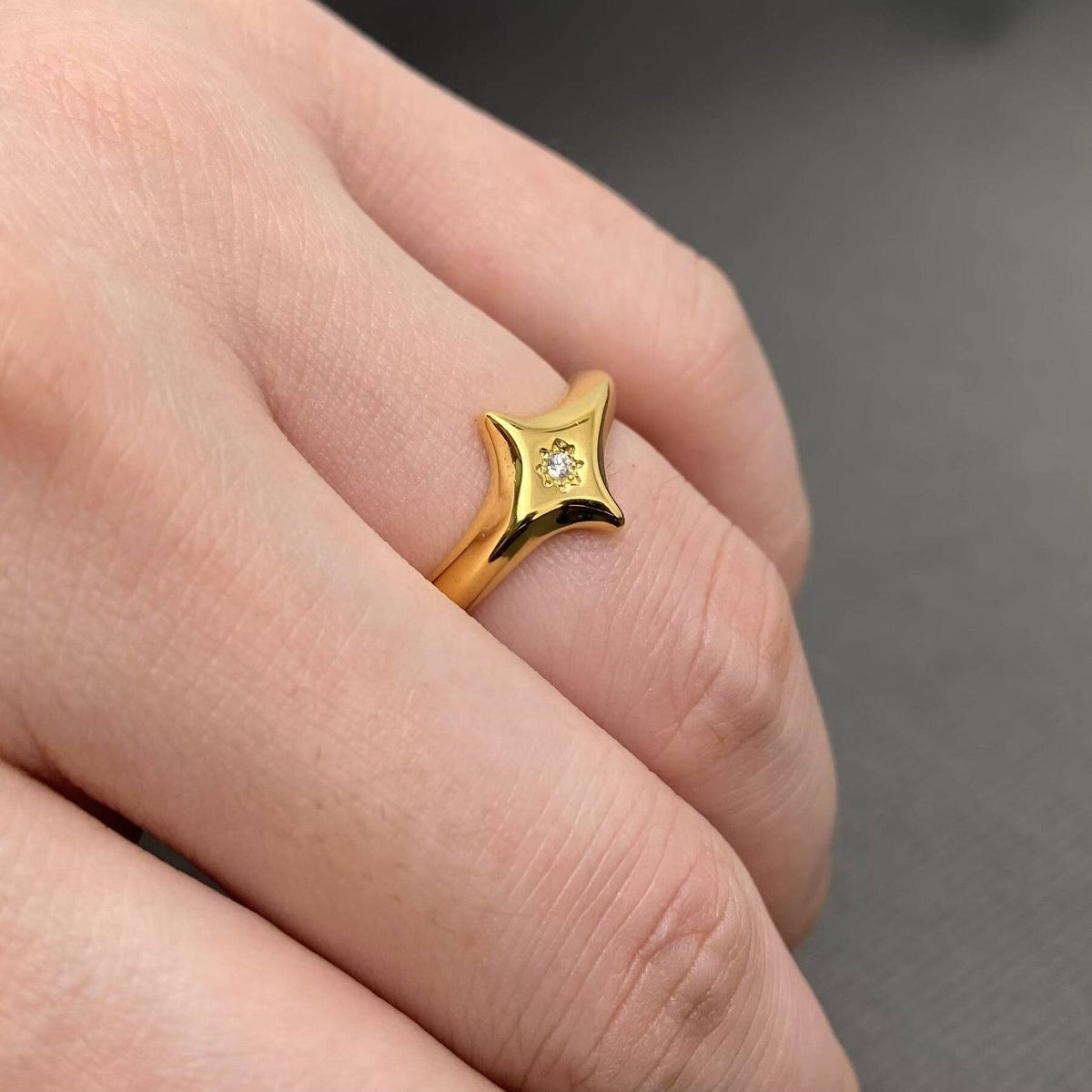 
                  
                    CZ Inlaid 4 Point Star Ring
                  
                