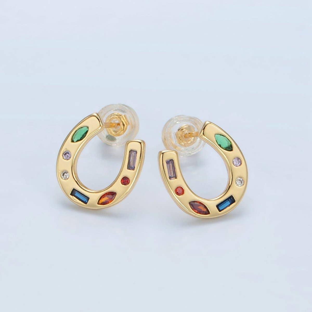 
                  
                    Colorful CZ Horseshoe Studs
                  
                