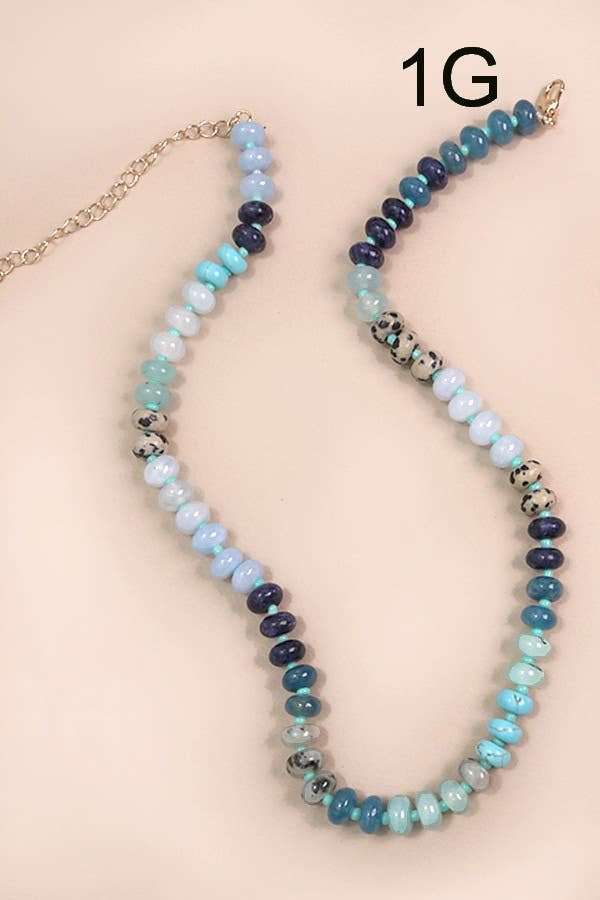 
                  
                    Agate Stone and Glass Beaded Necklace
                  
                