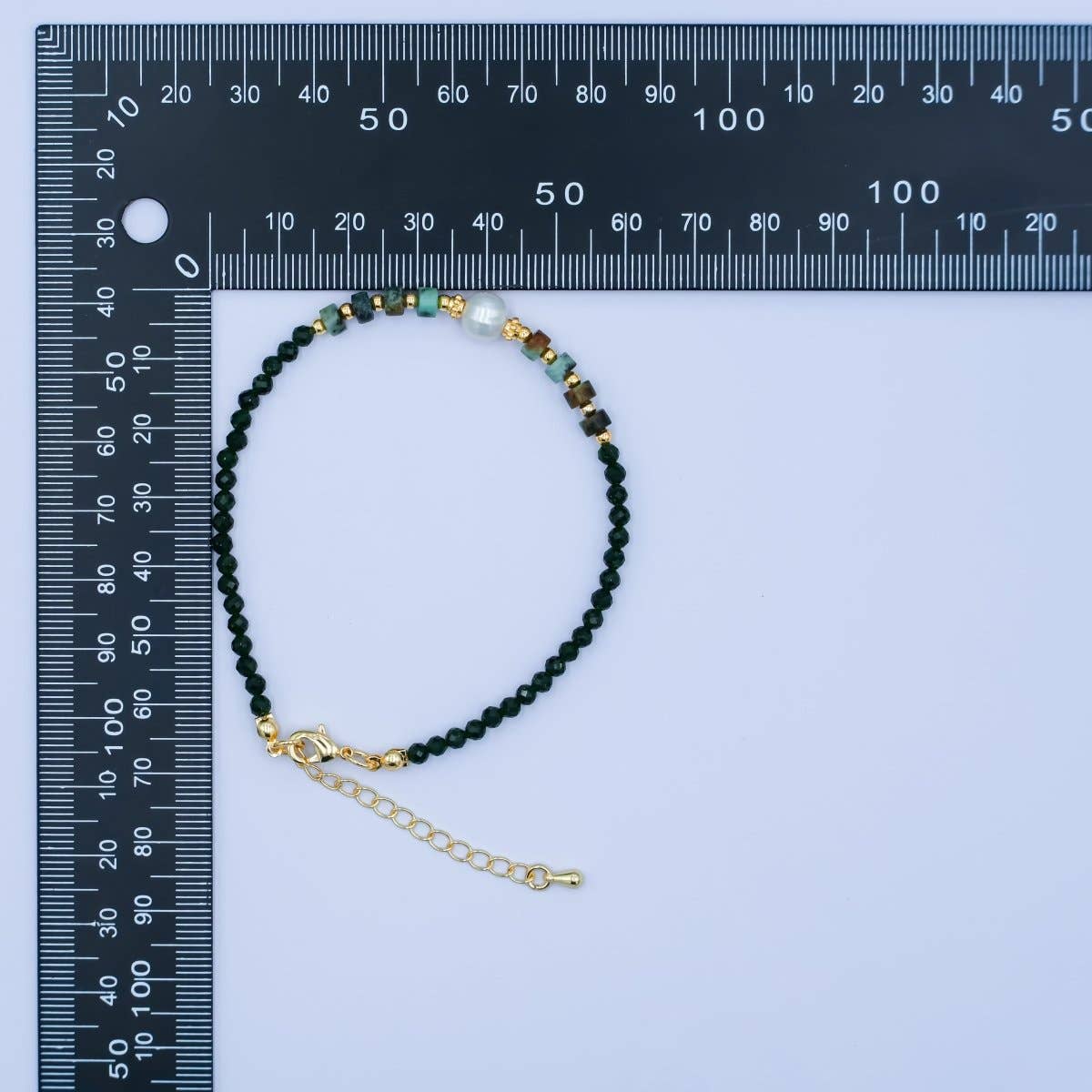 
                  
                    24K Gold Filled Shell Pearl Malachite Green Gemstone 7.5 Inch Bracelet | WA-2885
                  
                