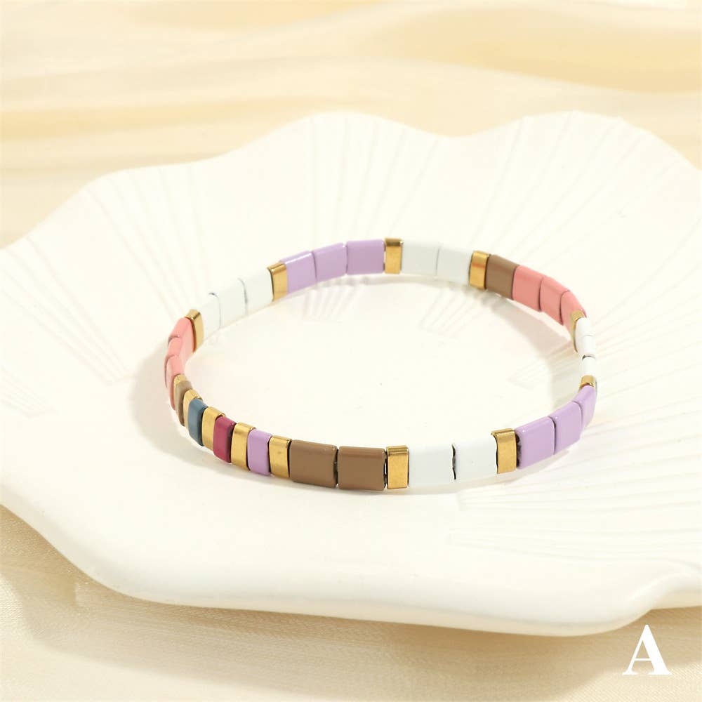 
                  
                    Glass TILA + Hematite Beaded Elastic Bracelets (Collection B)
                  
                