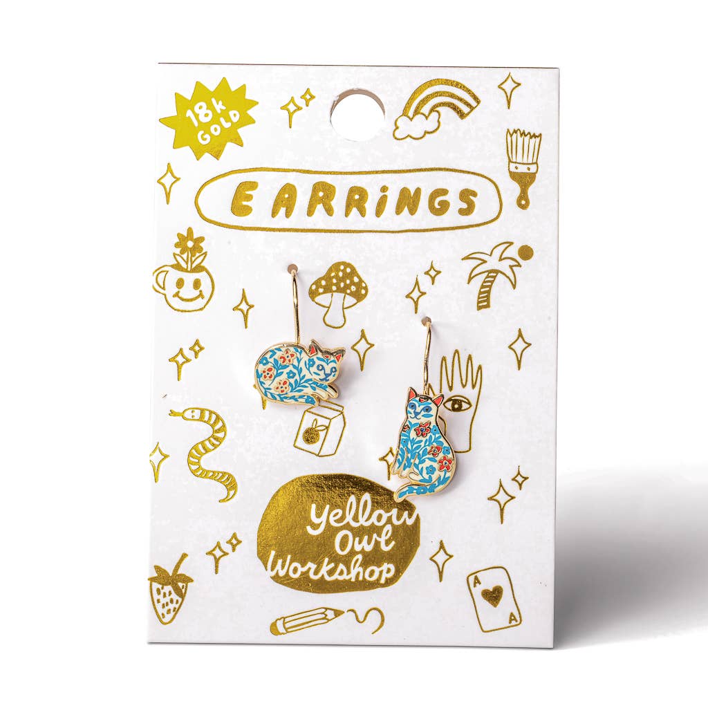 
                  
                    Floral Cat Drop Earrings by Yellow Owl
                  
                