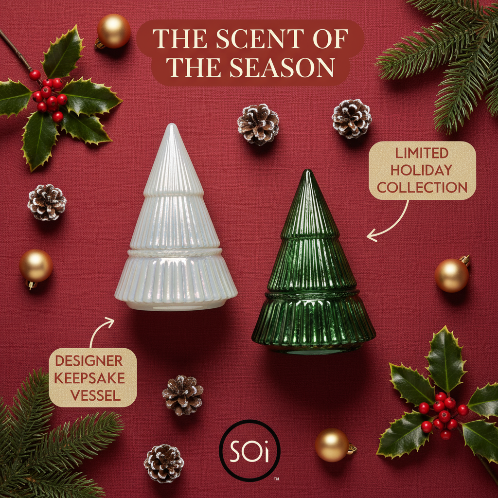 
                  
                    Mistletoe & Holly Glass Tree Vessel Candle: 9oz
                  
                