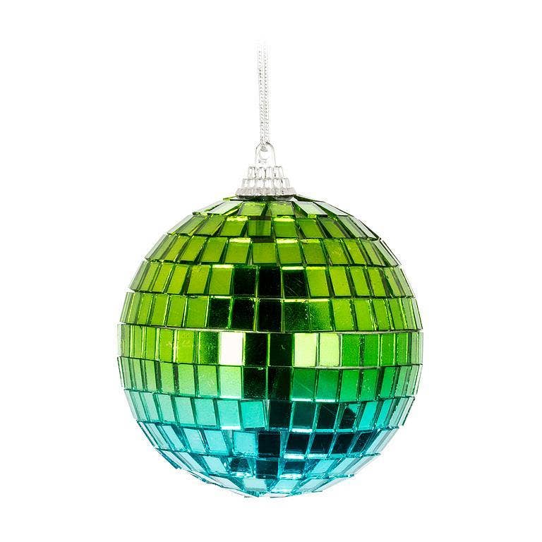 Green/Blue Ombre Mirror Ball Disco Ornament