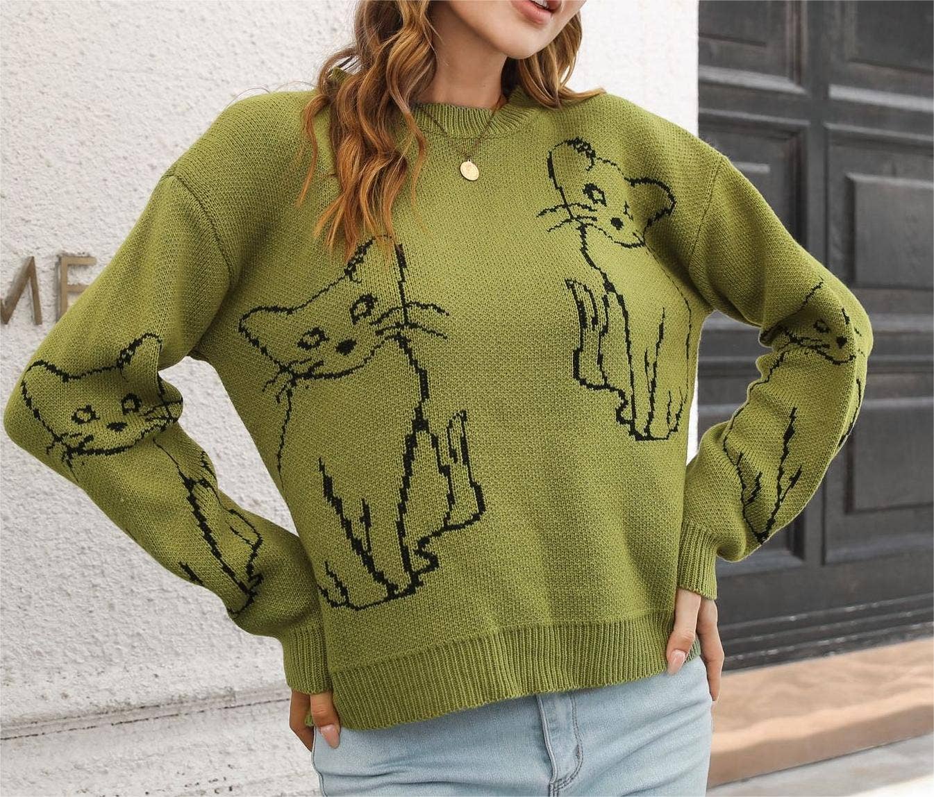
                  
                    Cat Contour Jacquard Knit Sweater
                  
                