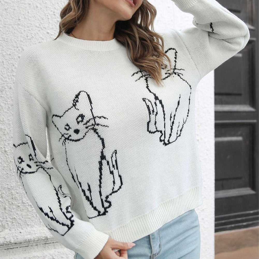 
                  
                    Cat Contour Jacquard Knit Sweater
                  
                