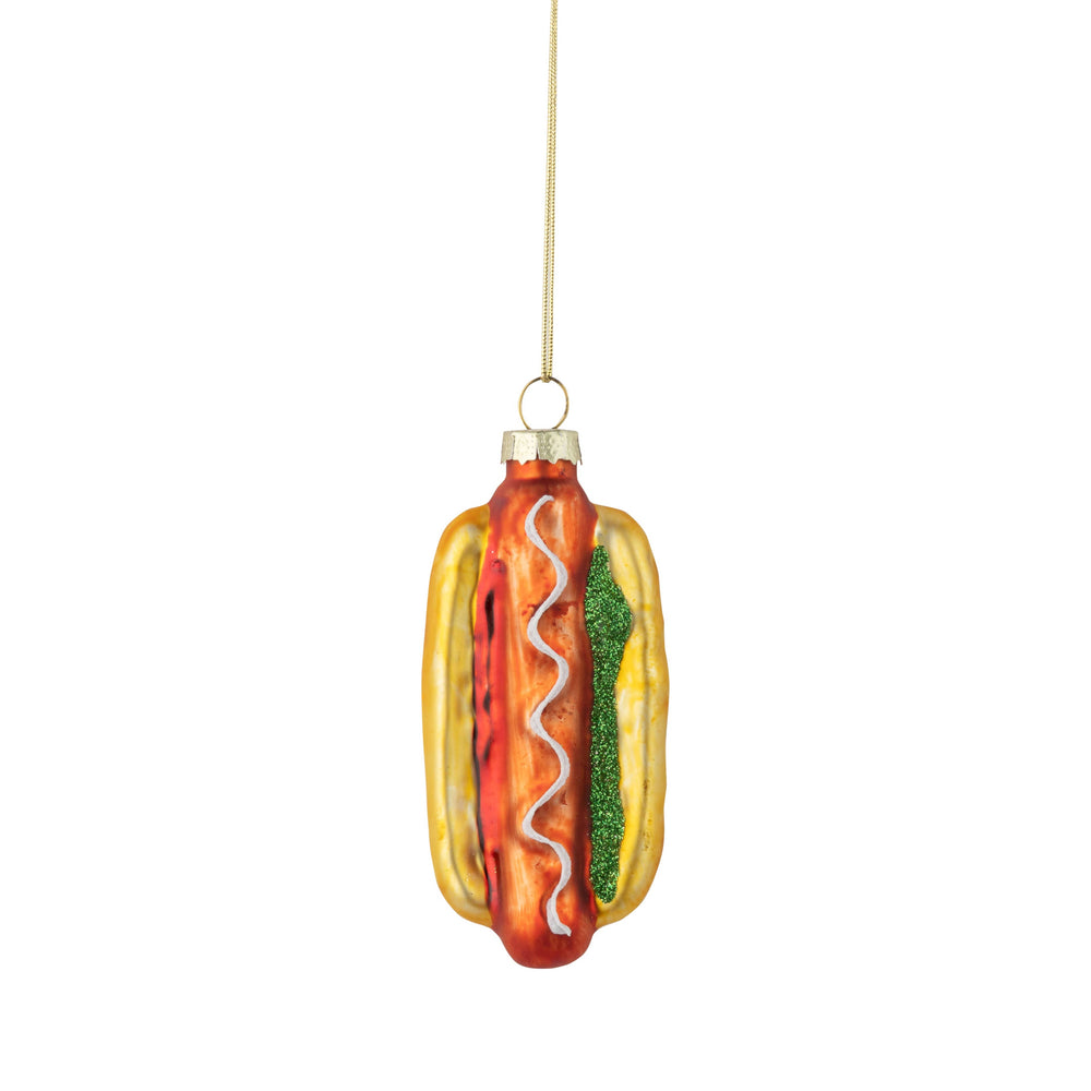 Glass Hotdog Ornament