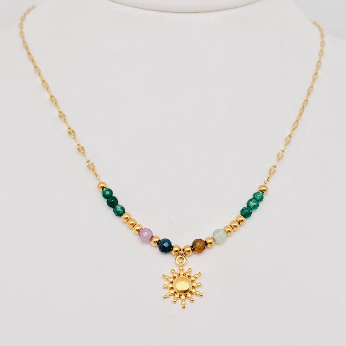 
                  
                    Stone Beads and Sun Pendant Necklace
                  
                