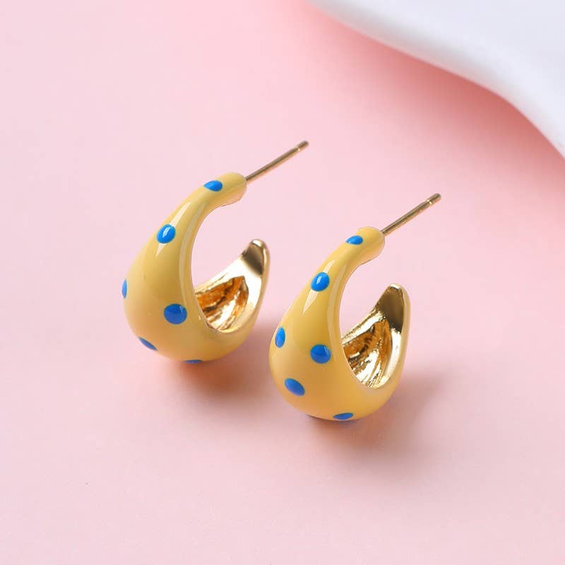 
                  
                    Butter Yellow Polka Dot Chunky Crescent Earrings
                  
                