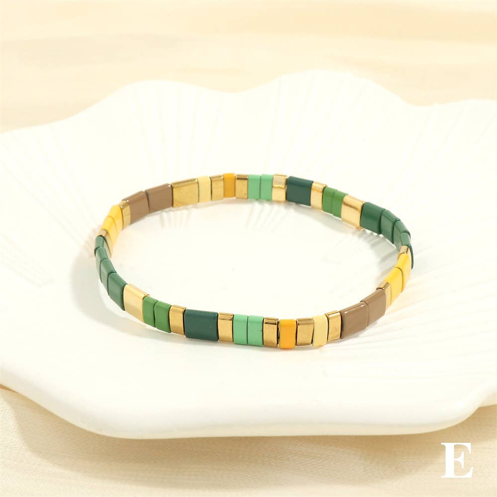 
                  
                    Glass TILA + Hematite Beaded Elastic Bracelets (Collection B)
                  
                