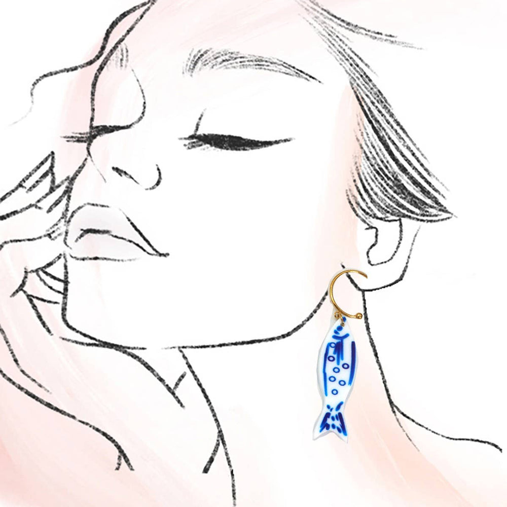 
                  
                    Porcelain Fish Drop Earrings
                  
                