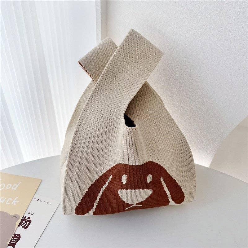 Knit Tote - Peeking Pup