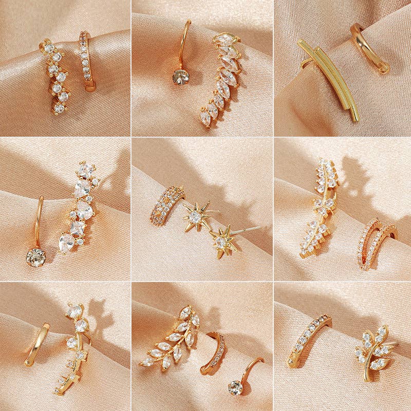 
                  
                    New Geometric Star Shape Ear Clips with Pearl and Zirconia
                  
                