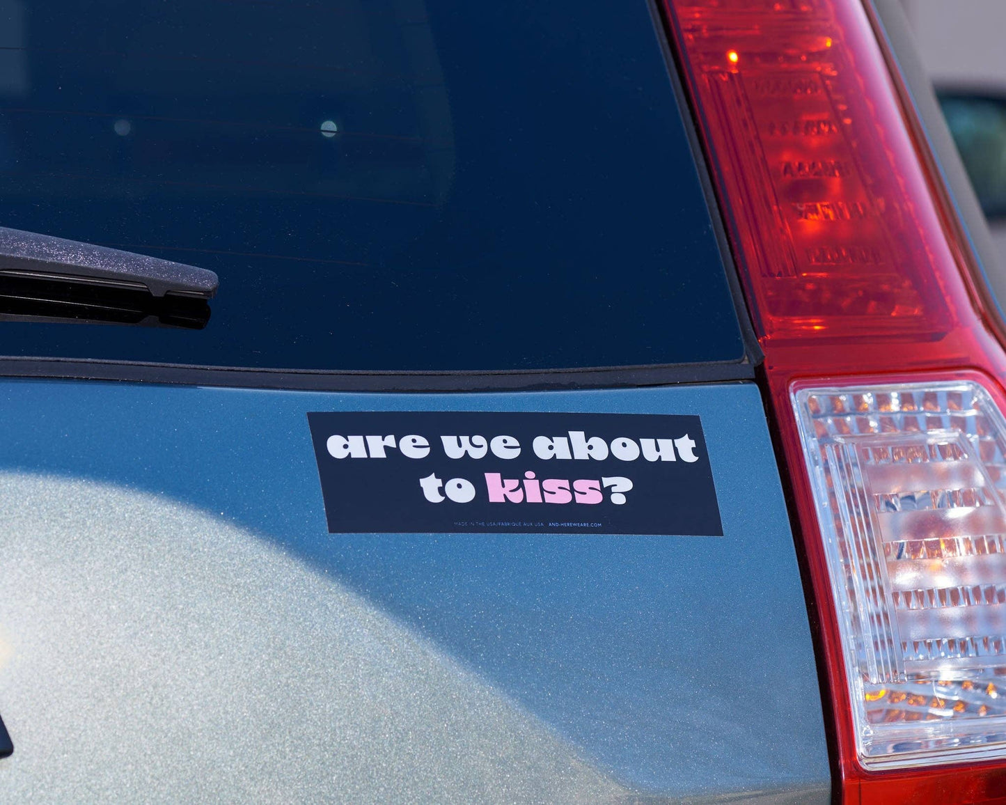 
                  
                    About to Kiss Vinyl Bumper Sticker - Holiday Gift Stocking Stuffer 
                  
                