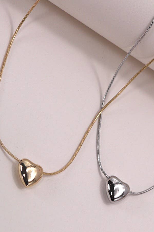 
                  
                    Puff Heart Snake Chain Necklace
                  
                