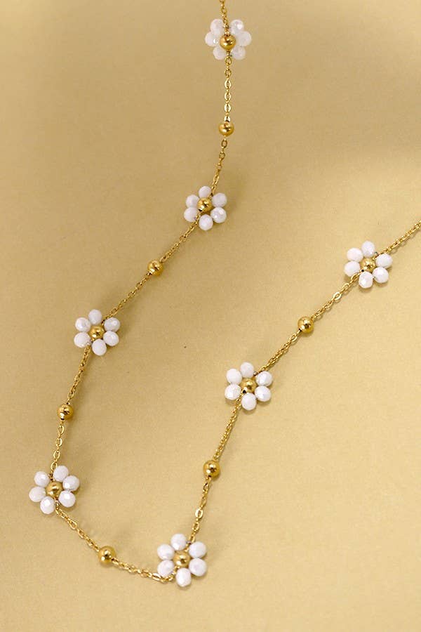 
                  
                    Flower Beaded Gold Link Necklace
                  
                