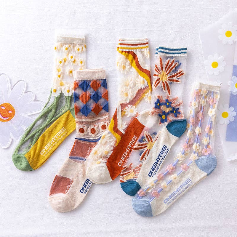 Sheer Floral Socks