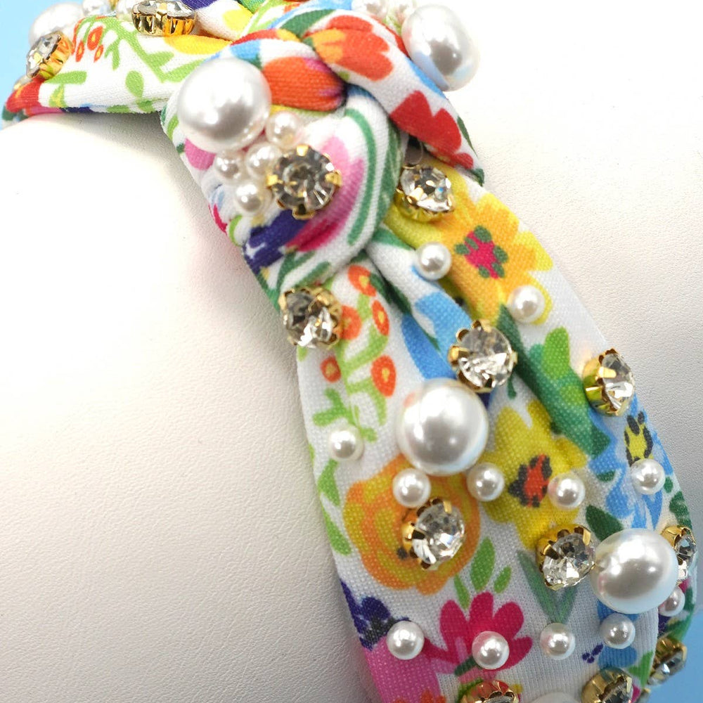 
                  
                    Pearl Embellished Top Knot Floral Headband
                  
                