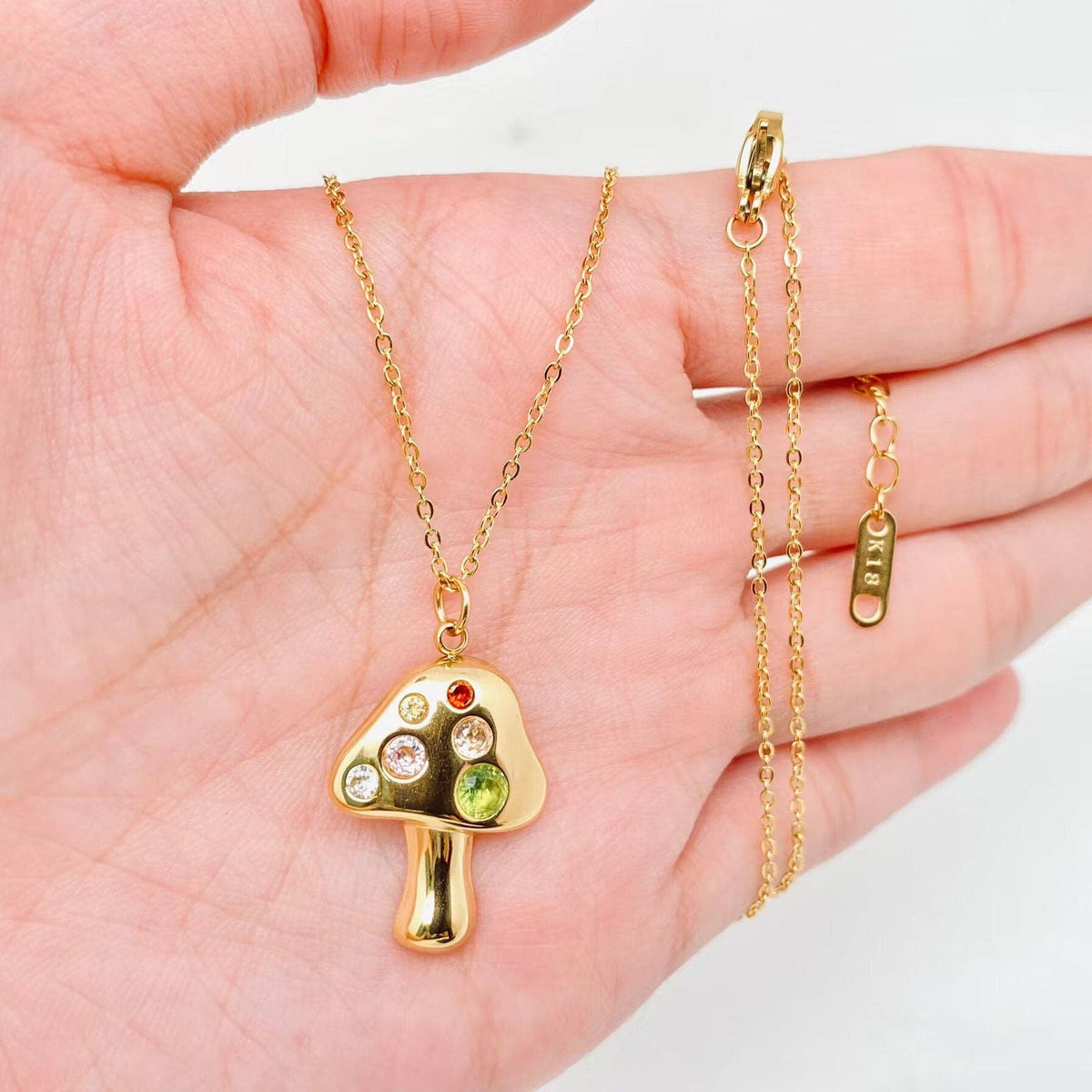 
                  
                    CZ Inlaid Mushroom Charm Necklace
                  
                