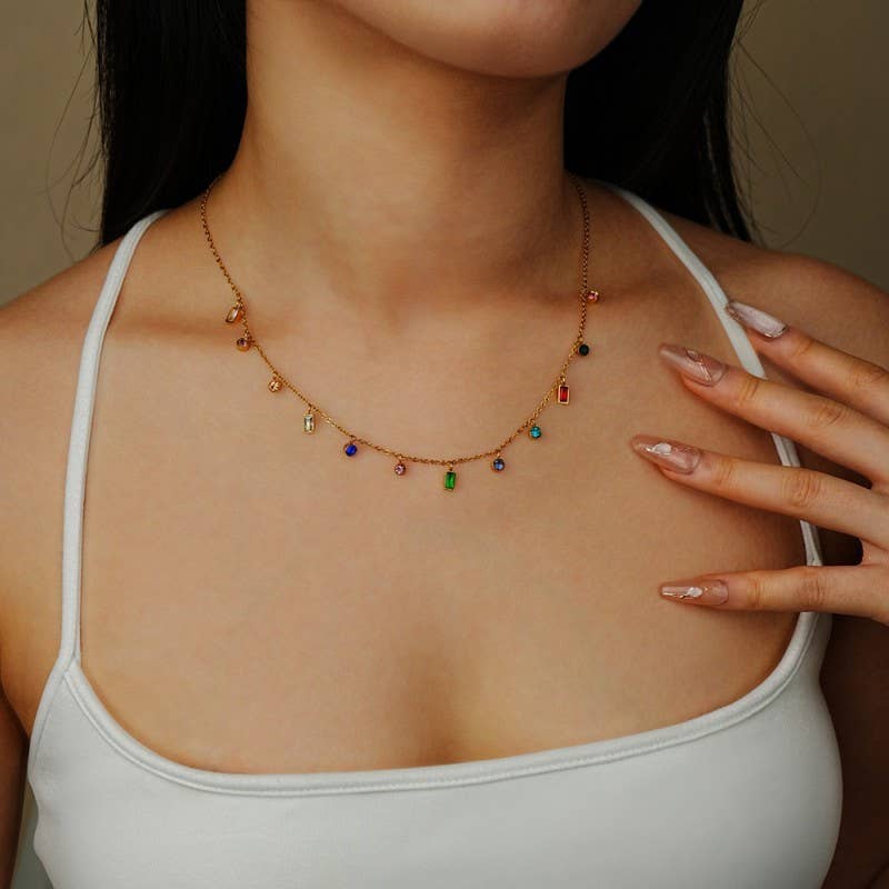 
                  
                    Rainbow Stone Charms Necklace
                  
                