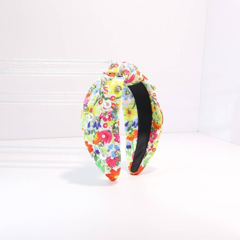 
                  
                    Pearl Embellished Top Knot Floral Headband
                  
                