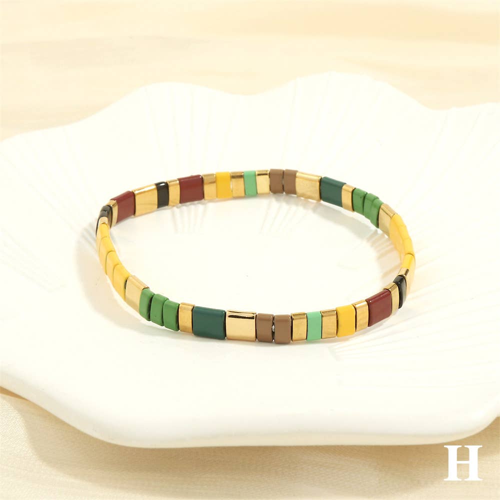 
                  
                    Glass TILA + Hematite Beaded Elastic Bracelets (Collection B)
                  
                