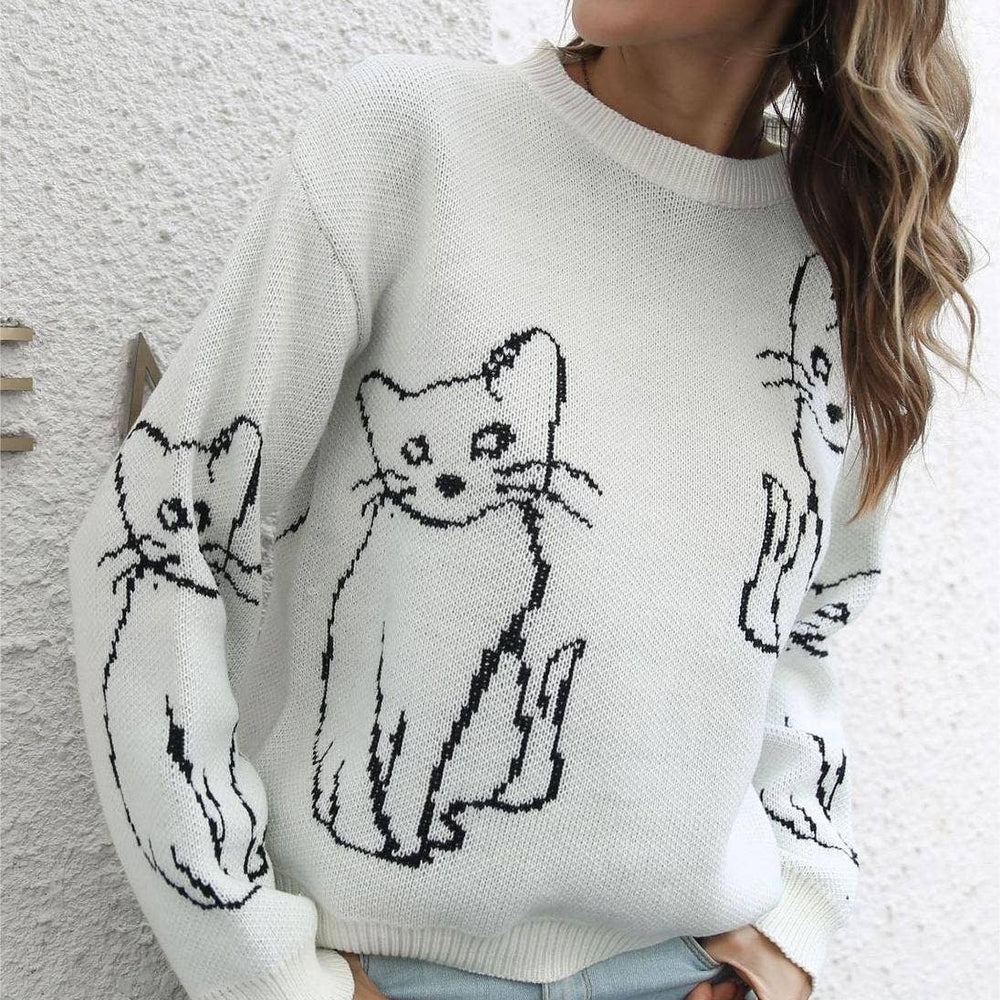 
                  
                    Cat Contour Jacquard Knit Sweater
                  
                