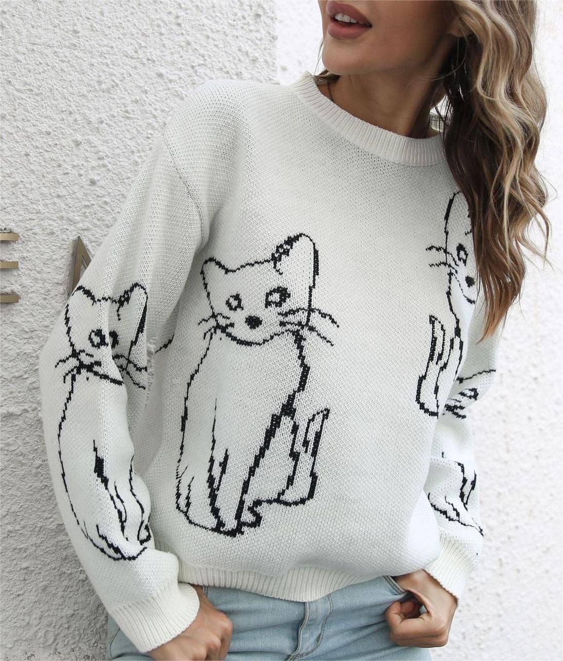 
                  
                    Cat Contour Jacquard Knit Sweater
                  
                