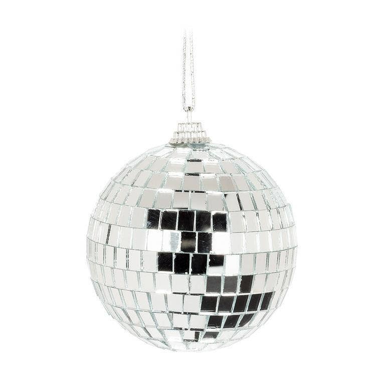 Silver Mirror Ball Disco Ornament