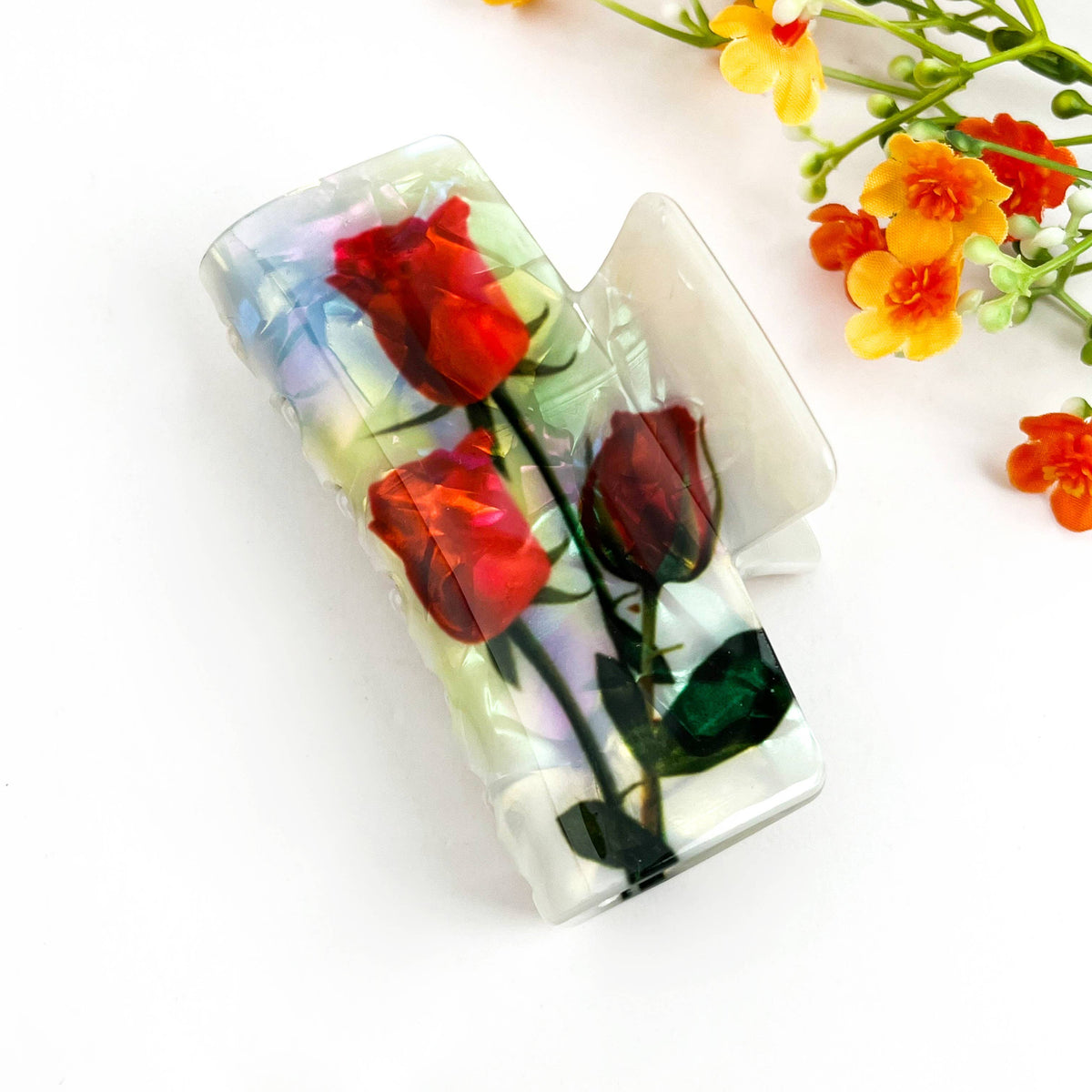 
                  
                    Pearly Floral Classic Rectangle Hair Claw
                  
                