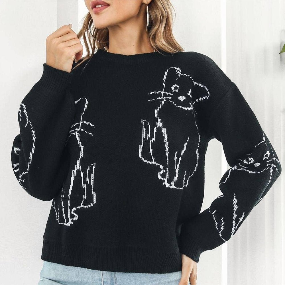 
                  
                    Cat Contour Jacquard Knit Sweater
                  
                
