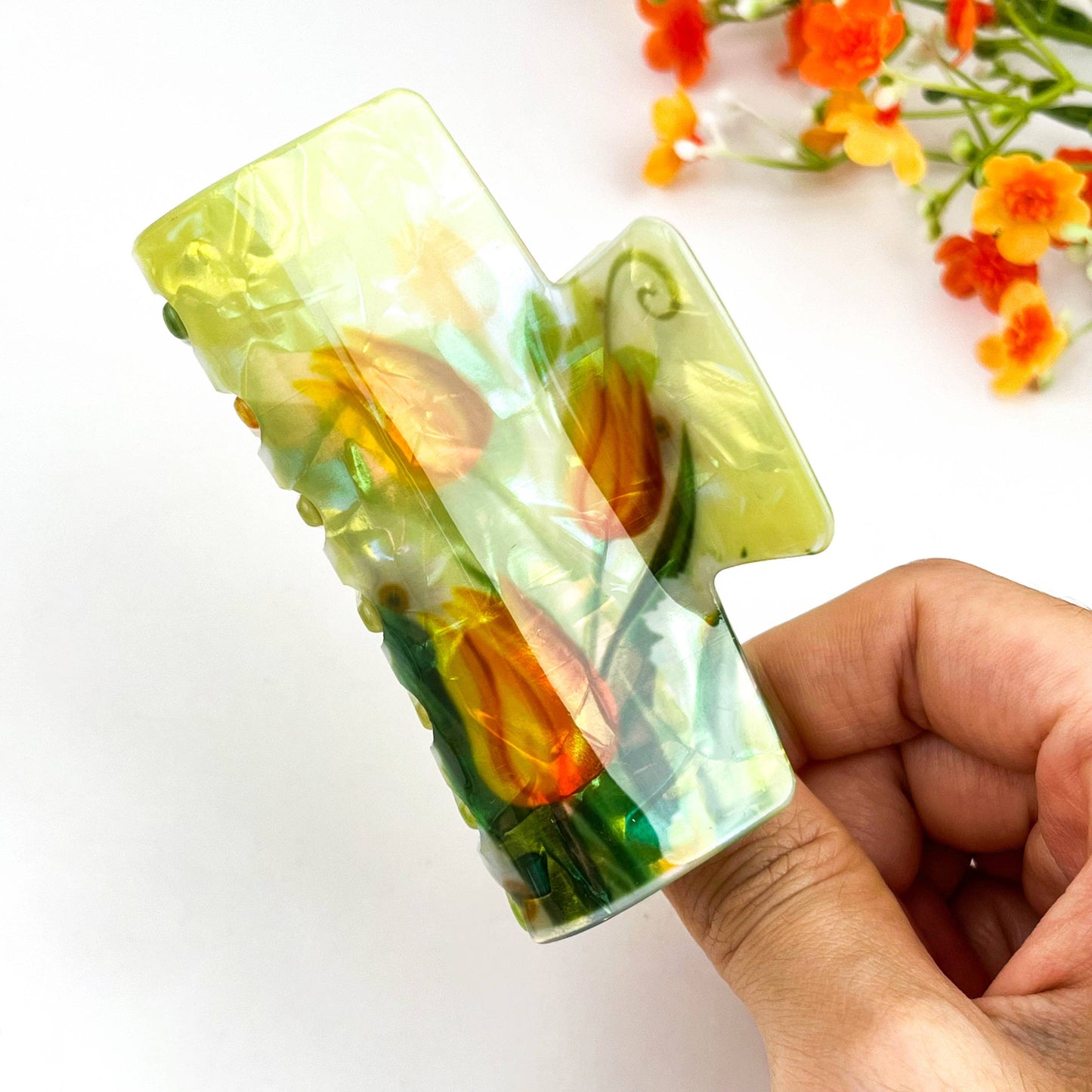 
                  
                    Pearly Floral Classic Rectangle Hair Claw
                  
                