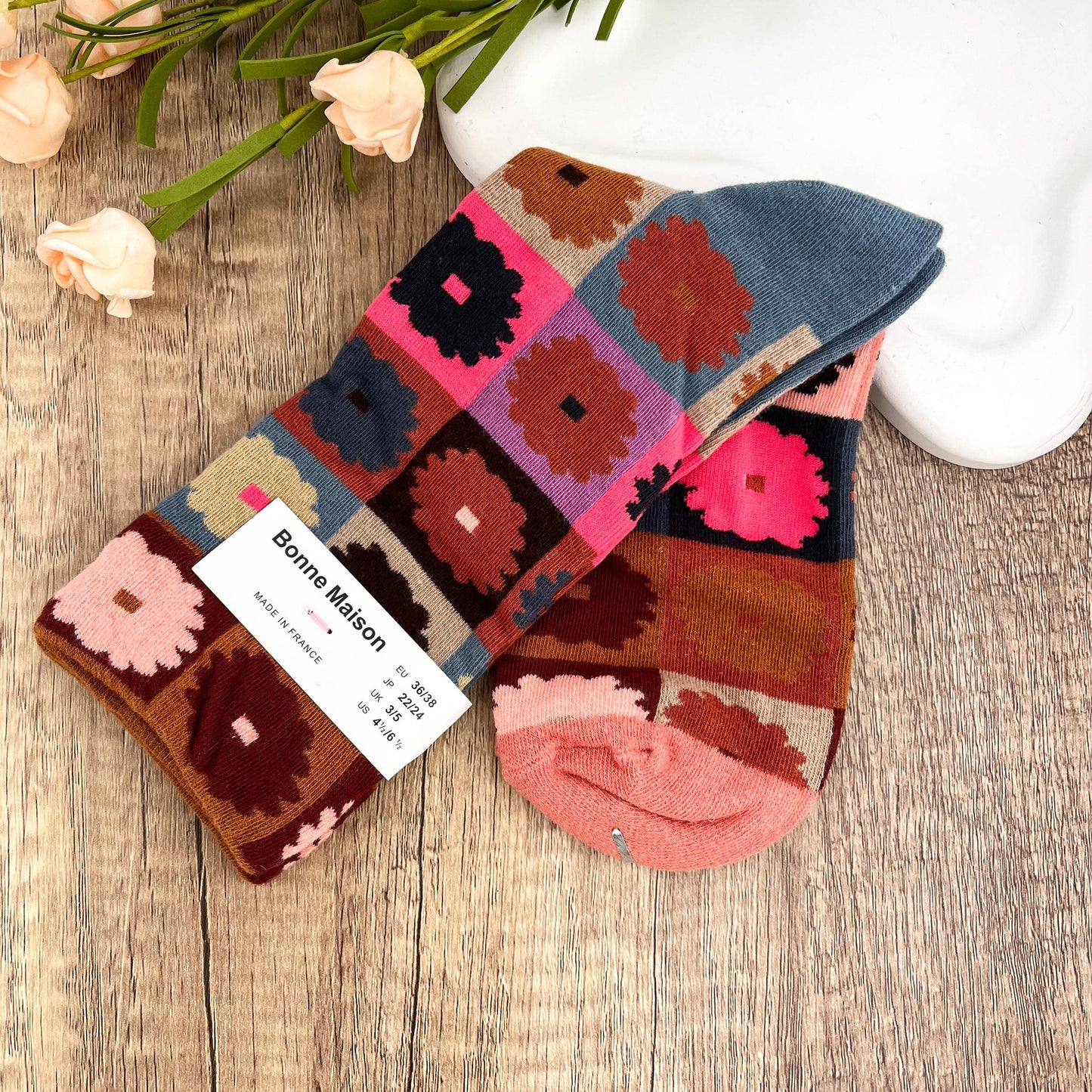 
                  
                    Floral Checkered Mid-Calf Socks
                  
                