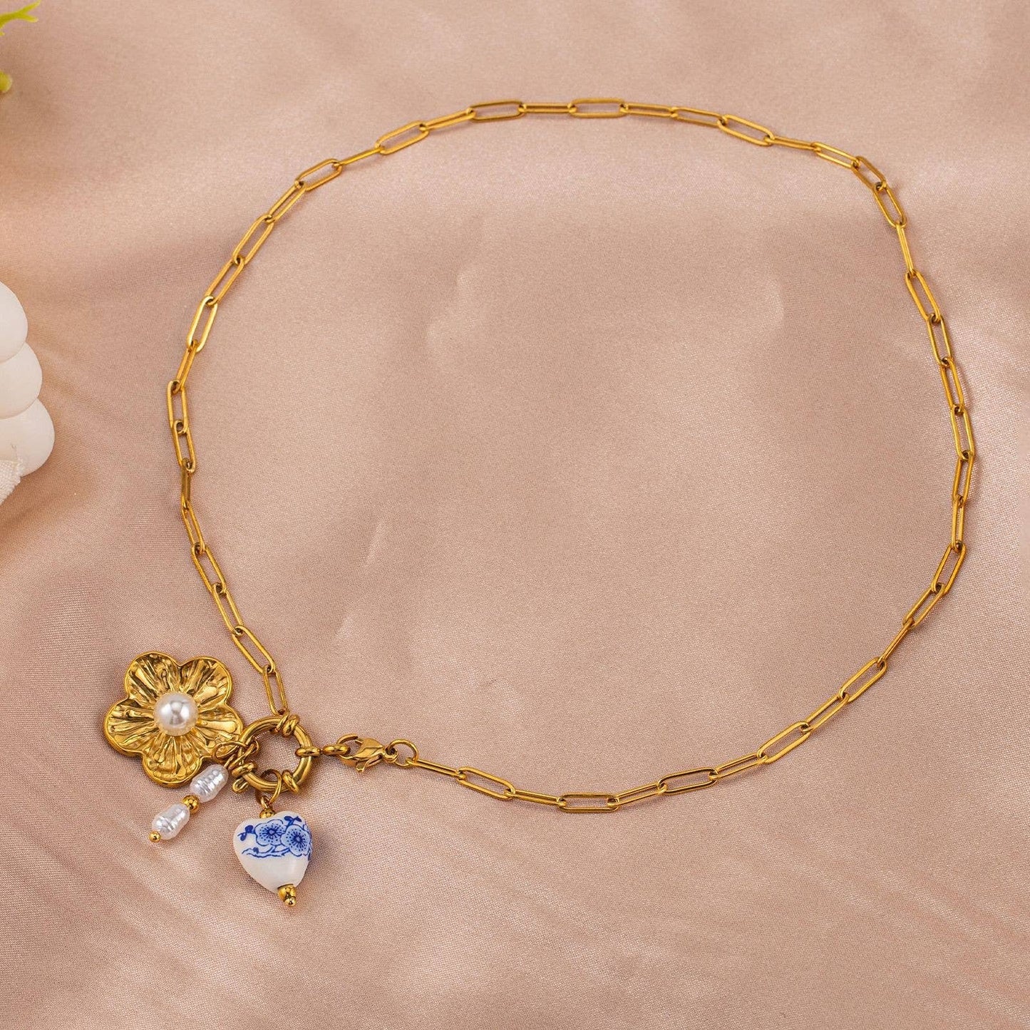 
                  
                    Pearls & Porcelain Charms Necklace
                  
                