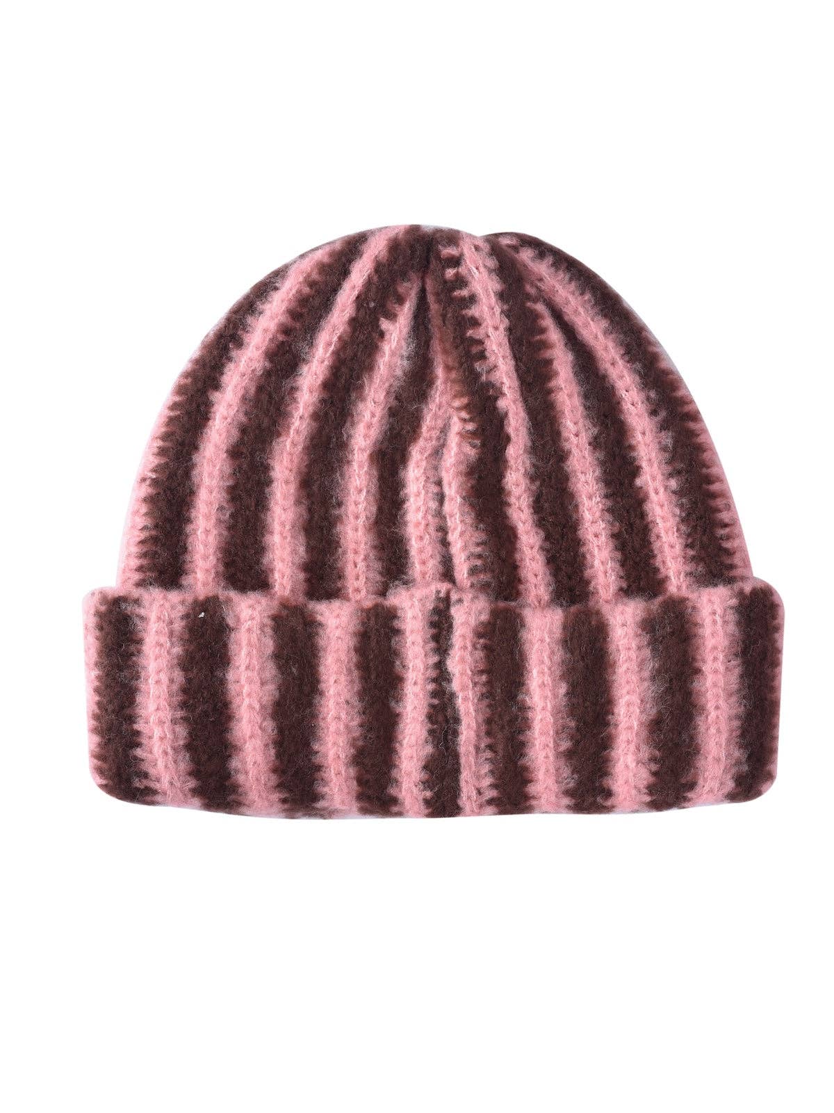 
                  
                    Two-Tone Striped Knit Beanie
                  
                