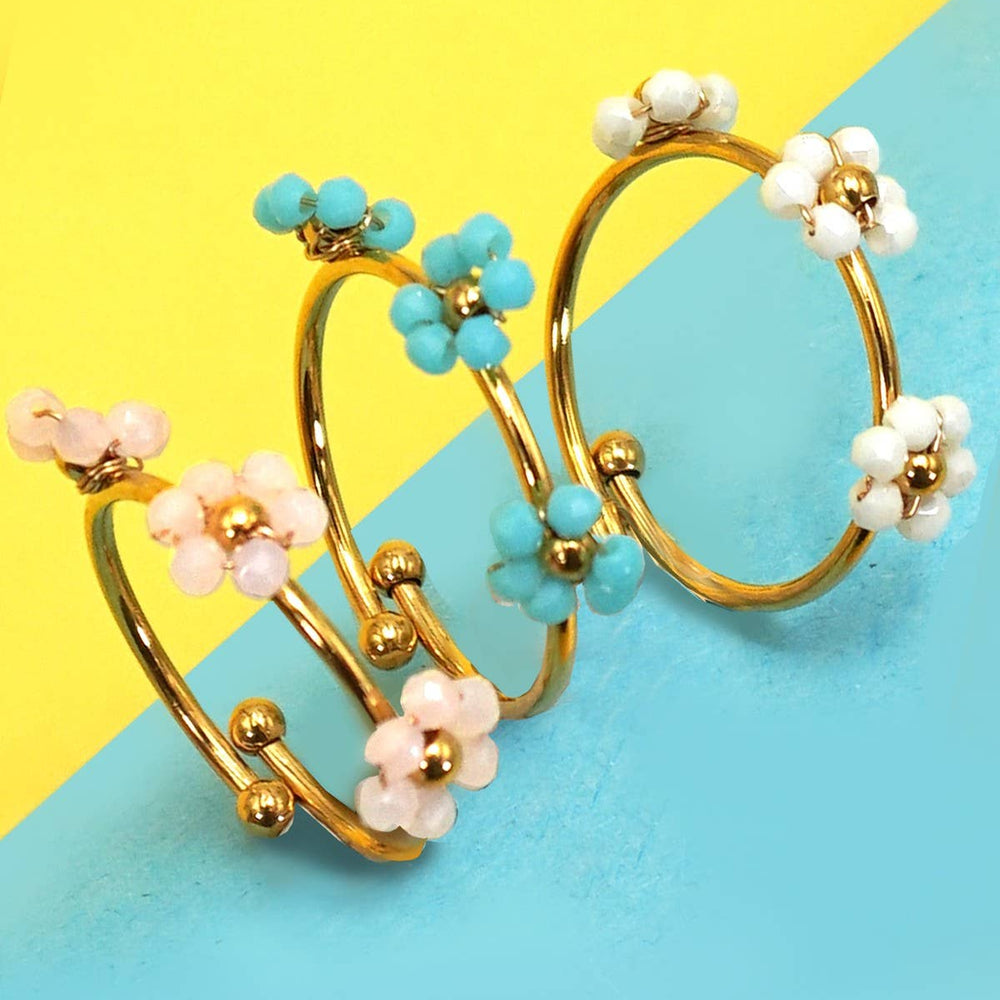 
                  
                    Beaded Flowers Dainty Adjustable Ring
                  
                
