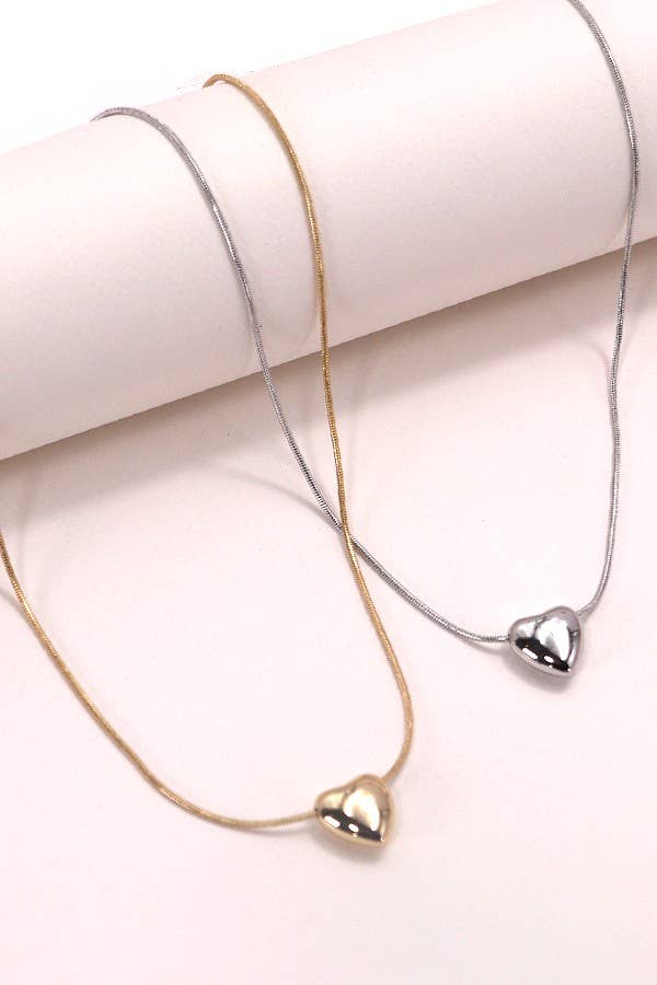 
                  
                    Puff Heart Snake Chain Necklace
                  
                