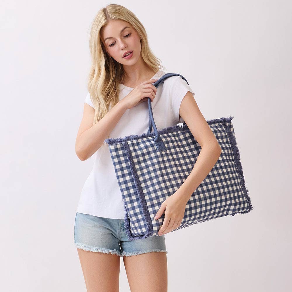 
                  
                    Gingham Low Pyle Terry XL Shoulder Tote
                  
                