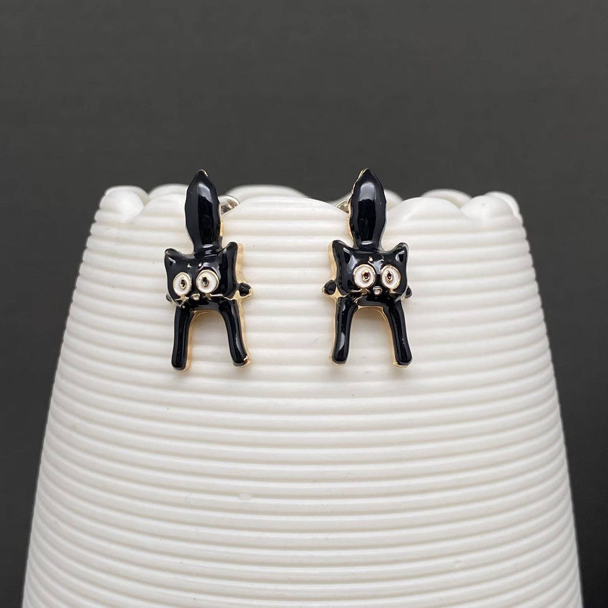 
                  
                    Scaredy Black Cat Enamel Earrings
                  
                