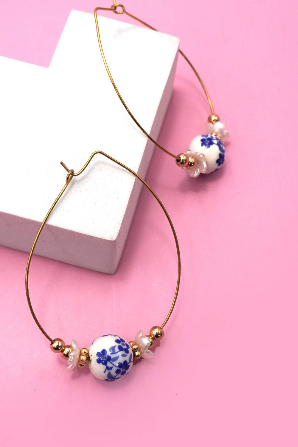 Porcelain Bead Teardrop Earrings