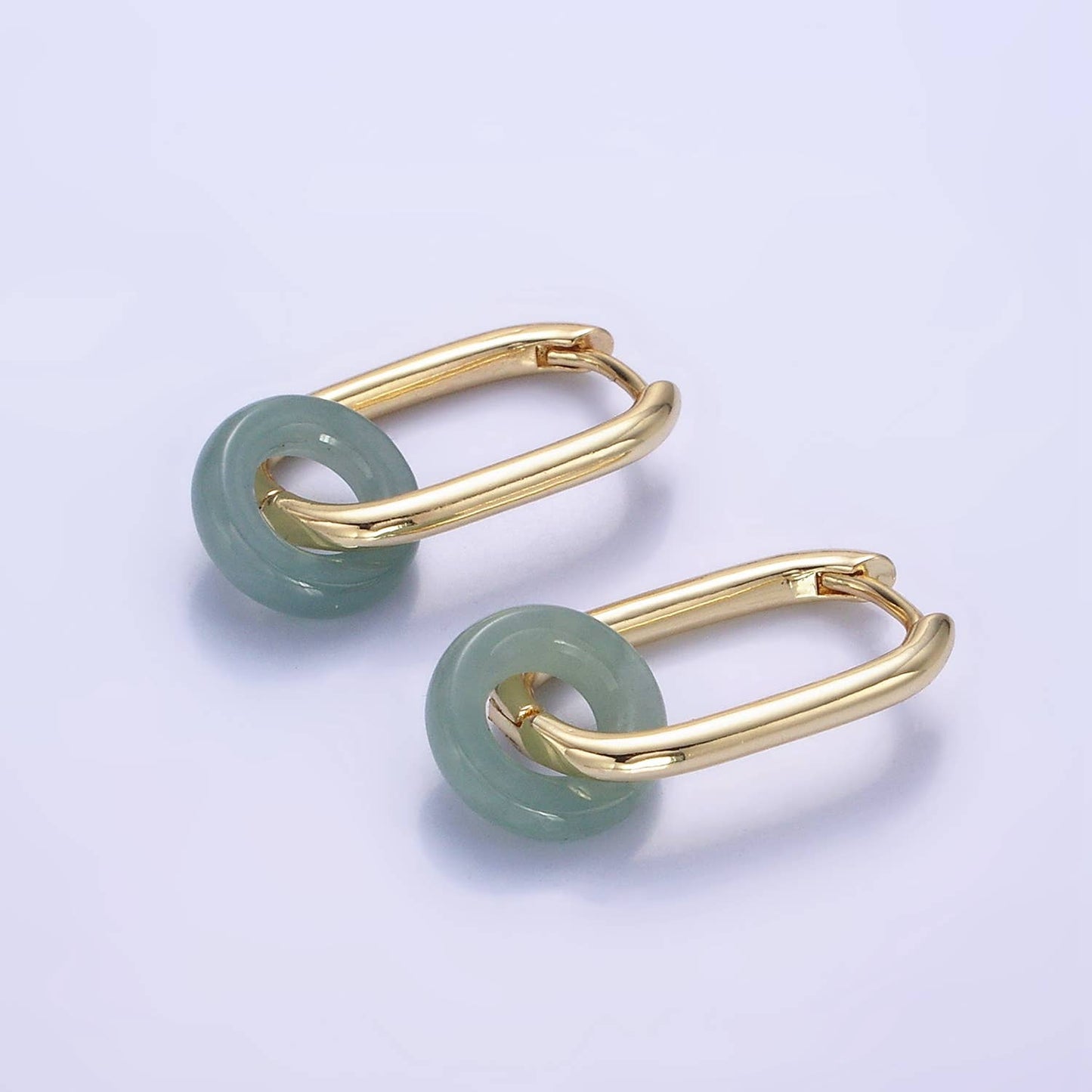 
                  
                    Oblong Jade Donut Bead Huggies
                  
                