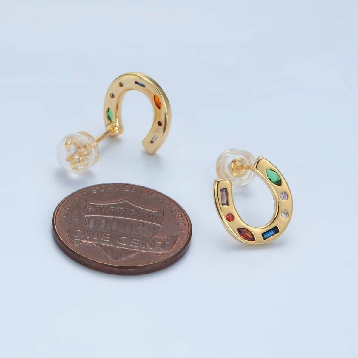 
                  
                    Colorful CZ Horseshoe Studs
                  
                