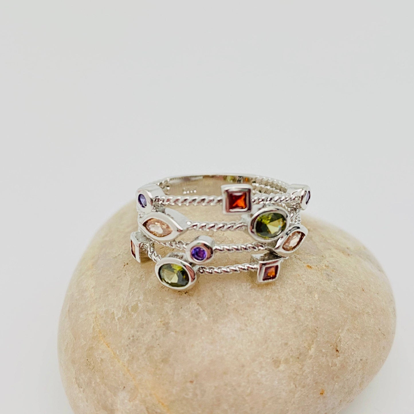 
                  
                    Colorful Zircons Multi Banded Ring
                  
                