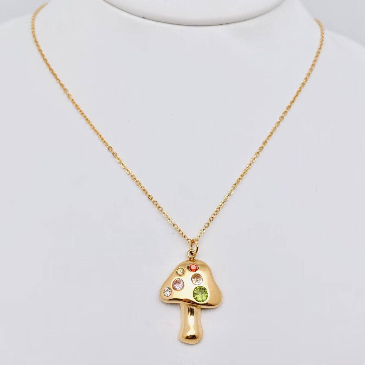 
                  
                    CZ Inlaid Mushroom Charm Necklace
                  
                