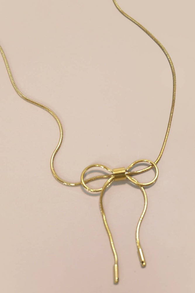 
                  
                    Gold Bow Cable Necklace
                  
                